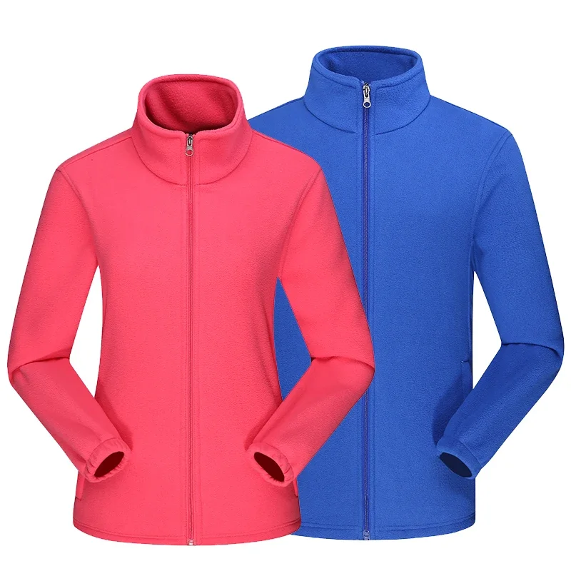 Women Men\'s Streetwear Lightweight Full Zip Soft Polar Softshell Fleece Hiking Jacket Outdoor Recreation Coat With Zipper Pocket