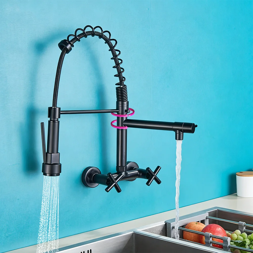 Wall-mounted Faucet Kitchen Cold and Hot Dual-hole Wash Basin 2-in-1 Laundry Balcony Universal Anti-splash Head
