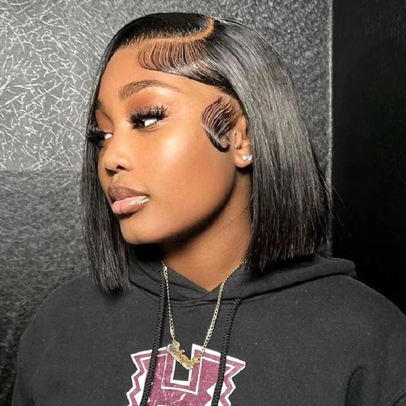 

Pre Cut HD Lace Wigs Human Hair Wigs For Women 6x4 Bob Wig Wear And Go Glueless Wigs Human Hair Pre Plucked Bleached Knots