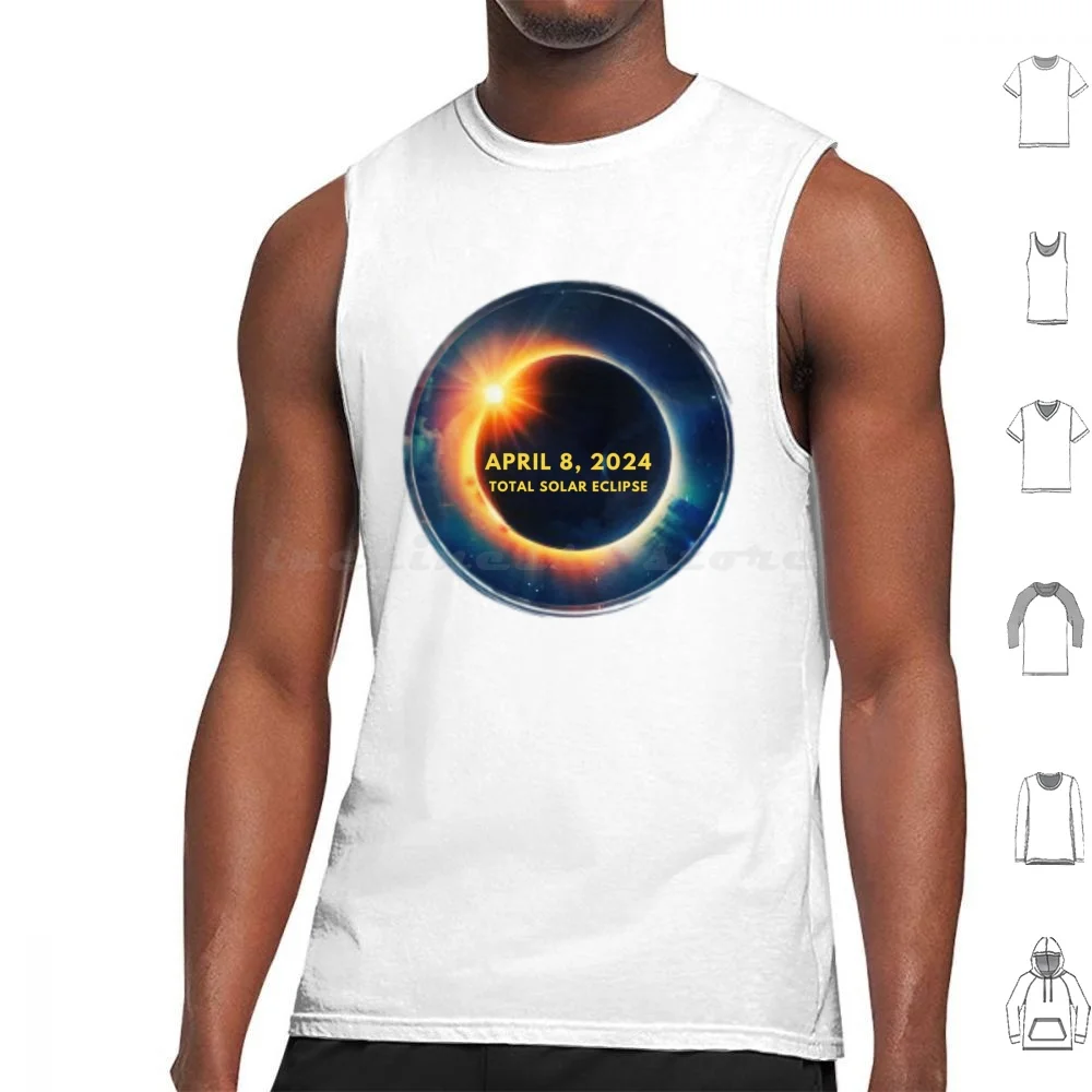 April 8 , 2024 Solar Tank Tops Vest Sleeveless Solar Total Totality April 8 2024 Sun Moon Astronomy Sun Lovers Science Usa