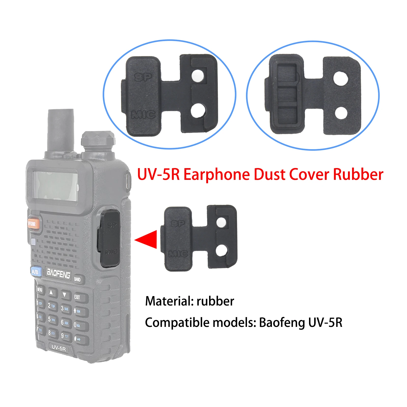 1/2/5/10Pcs Replacement Earphone Port Cover for Baofeng Walkie Talkie UV-5R UV-5RA UV-5RB UV-5RE UV-F8HP UV-5RIII