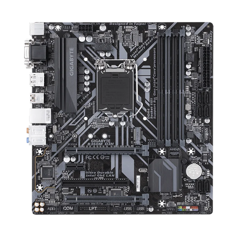 جيجابايت B360M D3H (LGA1151/Intel/B360/Micro ATX/USB 3.1 Gen 2 (USB3.1) النوع A/DDR4/اللوحة الأم)