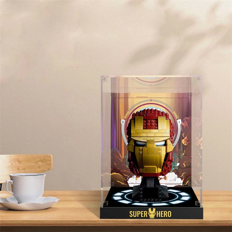 Display Case for Lego Iron Man Helmet 76165, 3MM Acrylic Display Box for Lego 76165 (No Model Set Included)