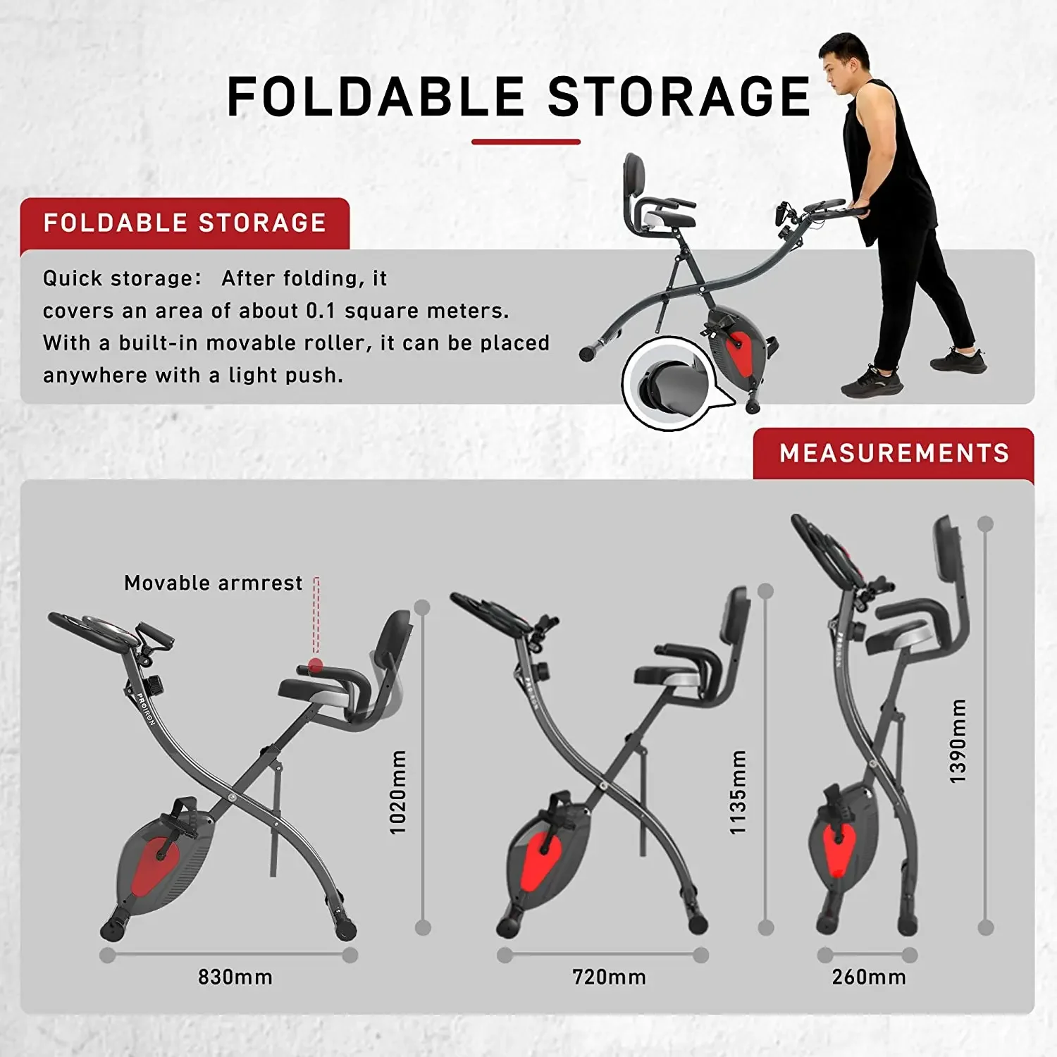 PROIRON Folding Exercise Bike Upright and Recumbent Foldable Stationary Bike with Pulse Sensor