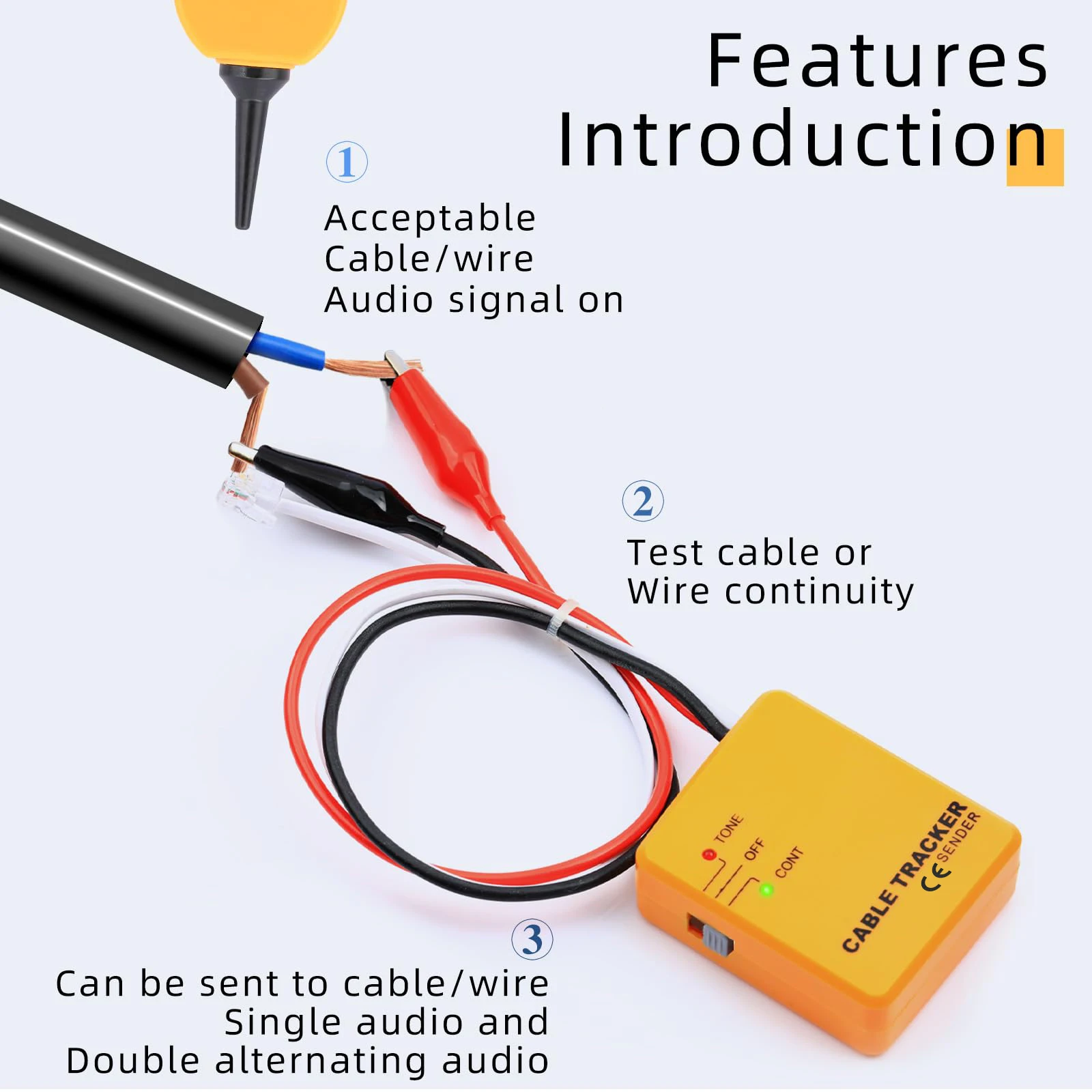 Wire Tracer Tone Generator and Probe Kit - Network Cable Continuity Phone Line Tester - Wire Cable Tracker Telephone Line Finder