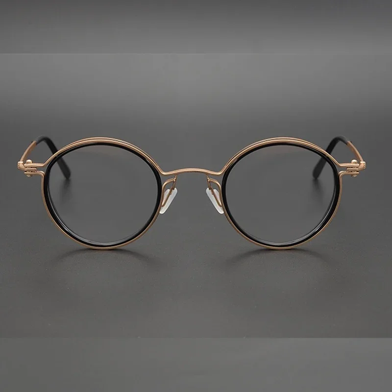 اليابانية يدوية الصنع الرجعية النظارات المستديرة النظارات البصرية إطار الرجال التيتانيوم وصفة طبية النساء نظارات قصر النظر الرجعية