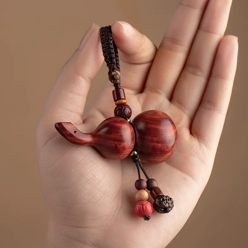Hot Sale Sandal Wood KeyRing Handmade Small Gourd Key Chain For Men Women Car Keychain Pendant Charm Chain Drop Party Decoration