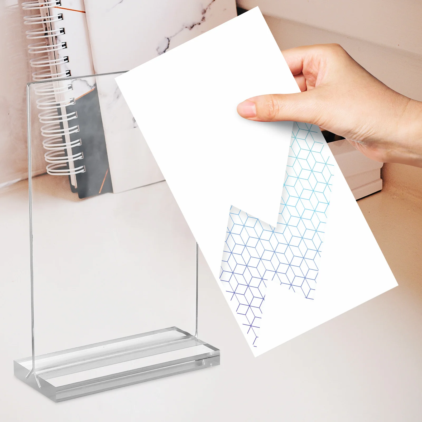 

6Pcs Transparent Acrylic Sign Holders Sleek Simple Design Easy Use Menu Display Stand Tabletop A6 Acrylic Sign Holder