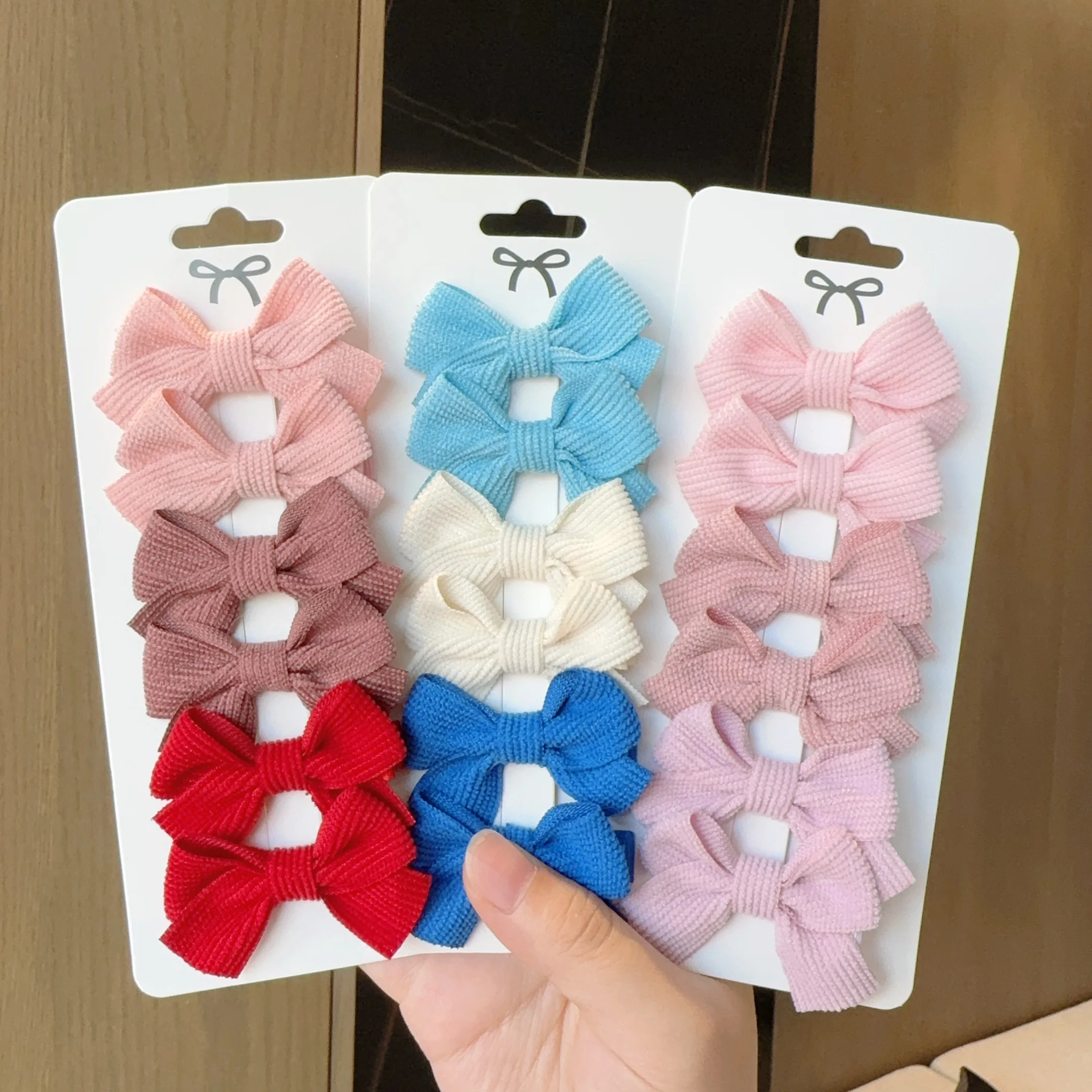 4/6/10Pcs Baby Bows Hair Clip For Kids Girls Hairpin Solid Color Hairpins Barrettes Handmade Headwear Hair Accessories Wholesale