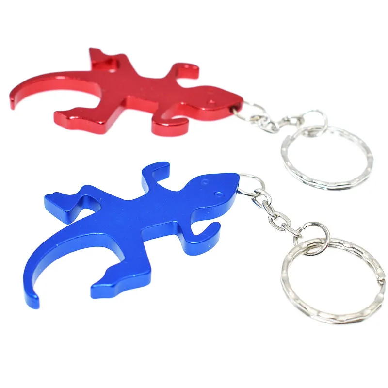 200Pcs/Lot Gecko &Lizard Bottle Opener Keychain Aluminum Alloy Beer Opener Promotion Keyring Gift