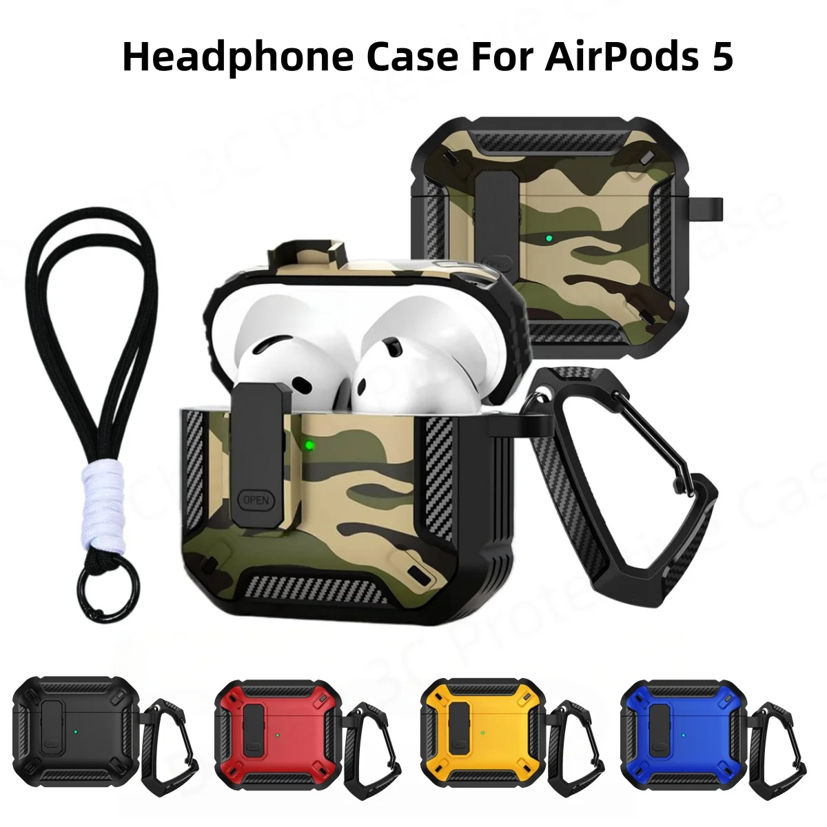 ﻿   2026 Neu für AirPod 5 Hülle, stoßfeste Schutzhülle für Herren, AirPods Pro 3 Hülle mit Verschluss für AirPods 4/5/Pro 3, robuste Hülle Capa