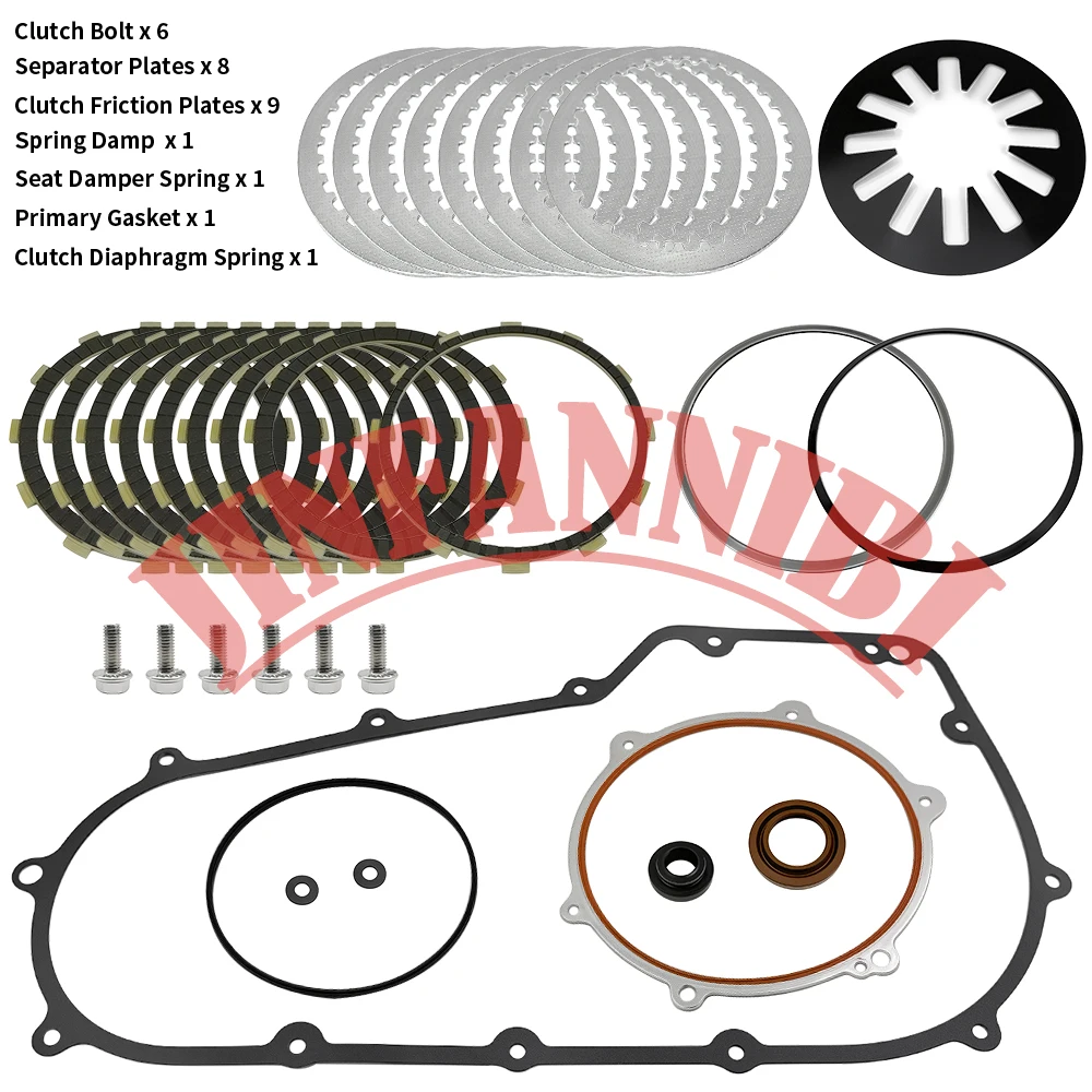 Clutch Friction Plates Kit & Primary Cover Gasket for Harley Heritage Softail