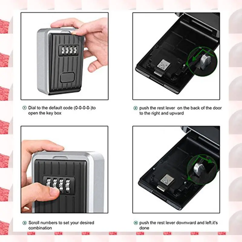 

ABGN Lock Box 4-значный комбинированный водонепроницаемый ящик из алюминиевого сплава, устойчивый к атмосферным воздействиям, укрывающий ключ со сбрасываемым кодом, хранилище ключей