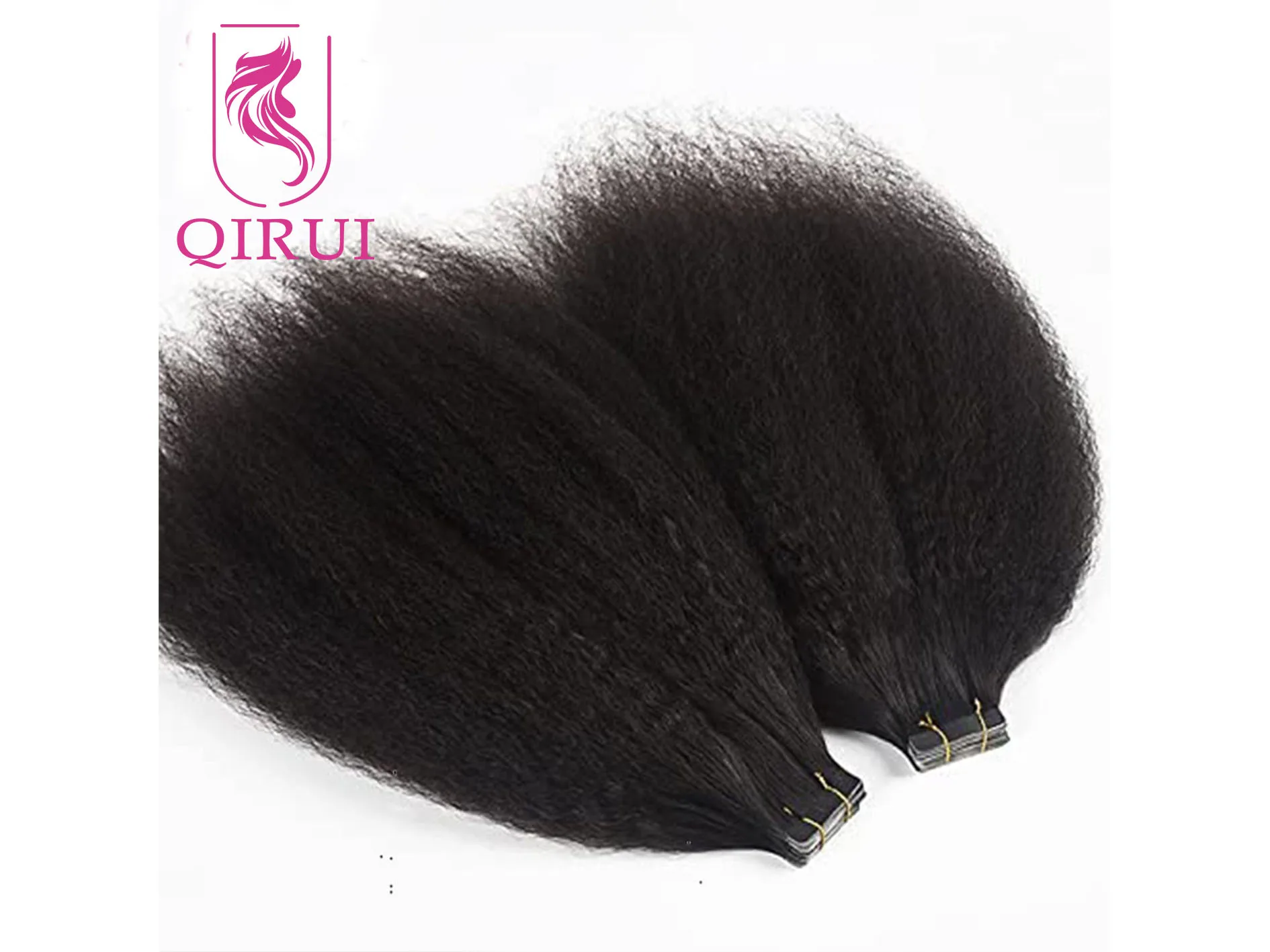 Tape In Human Hair Kinky Straight Extensions 100% Real Remy Human Hair Weft Adhesive Glue On For Salon High Quality for Woman