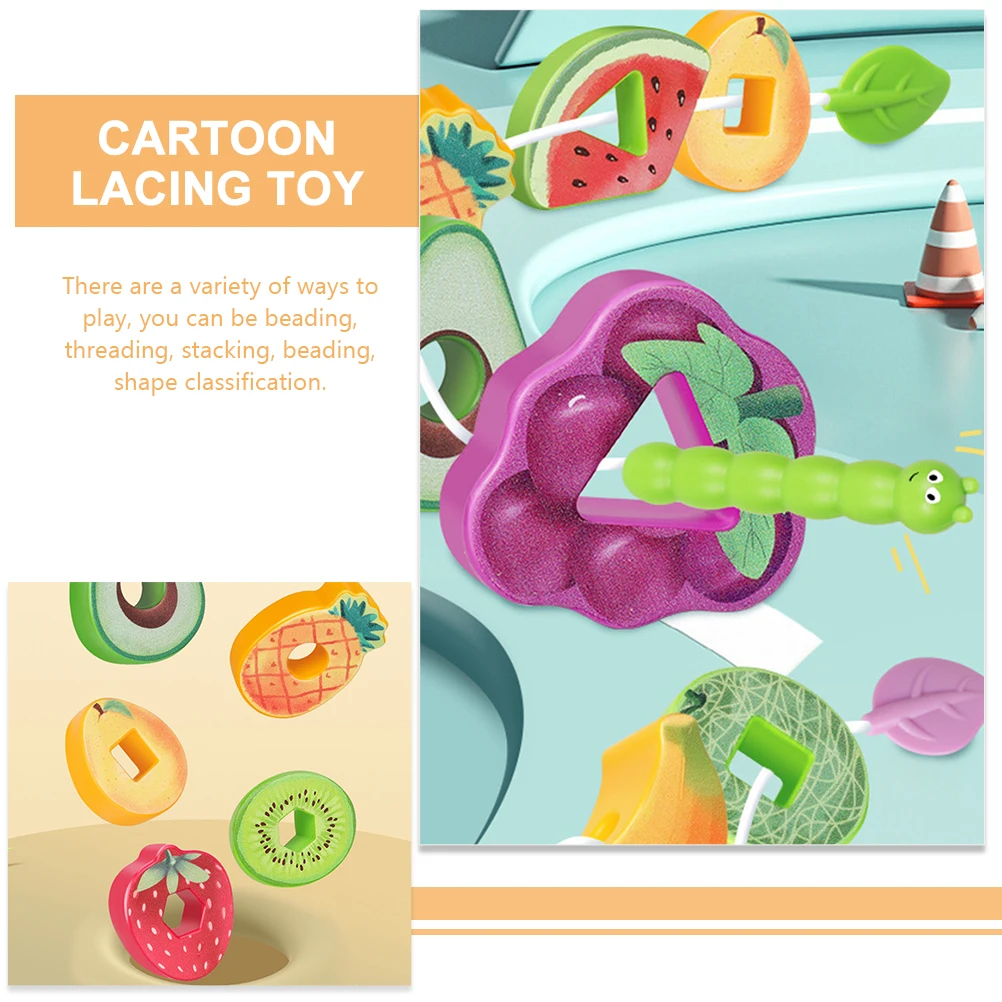 Juego de bloques de frutas para niños pequeños, ligero, Abs, educativo, clasificación de cuentas, apilamiento, cordones de aprendizaje preescolar, 1 Juego