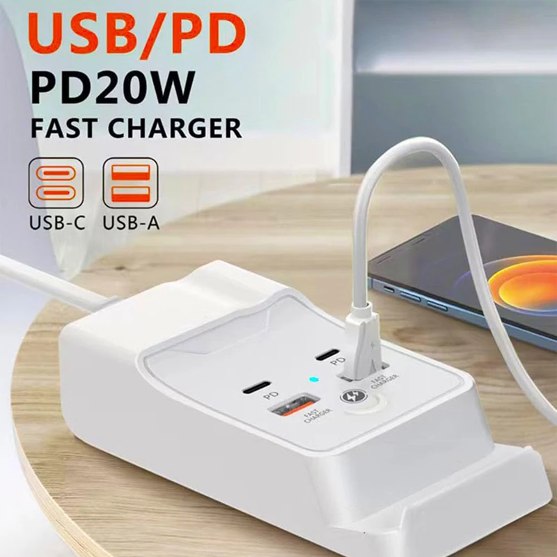 Mobile Fast Charger with PD Fast Charging USB Type-C Hub Charger for Tablets, Gaming Devices, and Multi-Device Socket Chargers