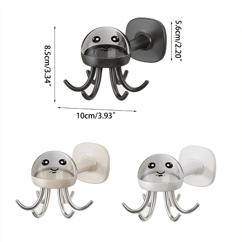 D0AD Kitchen Octopus Hangings Rack Rotating Multipurpose Shelf Shower Wall Hangings