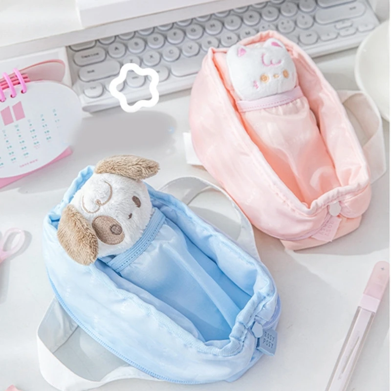 Handheld Pencil Case Large Capacity Pencil Pouch Soft Marker Pen Case Aesthetic Pen Bag Simple Stationery Bag image 2