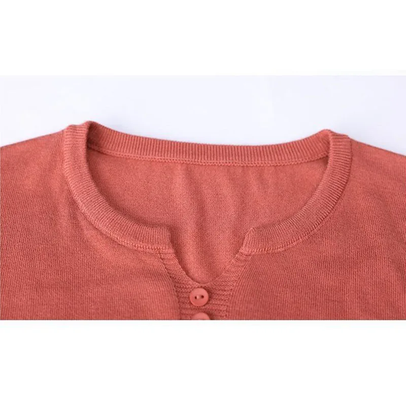 T-shirt in maglia di grandi dimensioni da donna di moda coreana abbigliamento femminile primavera estate 3/4 t-shirt Pullover con maniche allentate