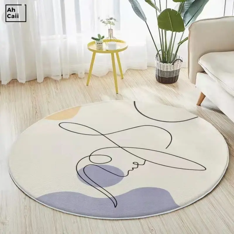 

Modern Abstract Carpets for Living Room Minimalist Bedroom Decor Round Plush Rugs Chair Floor Mat Anti-slip Large Area Carpet