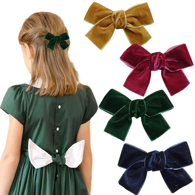 2pcs/set Small Velvet Bow Hair Clips for Children Girls Hair Bangs Clips Hairpins Sweet Princess Hair Clip Barrettes Accessories