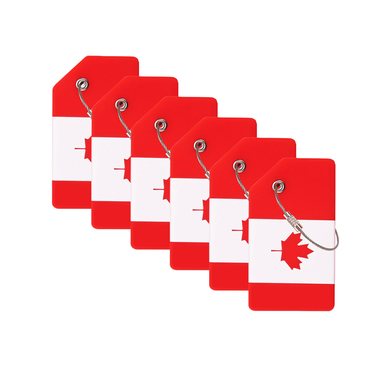 Etiquetas de equipaje de silicona con bandera de Canadá, accesorios de viaje, etiquetas nacionales con nombre, tarjeta de identificación, etiqueta portátil para maleta, 6 uds.