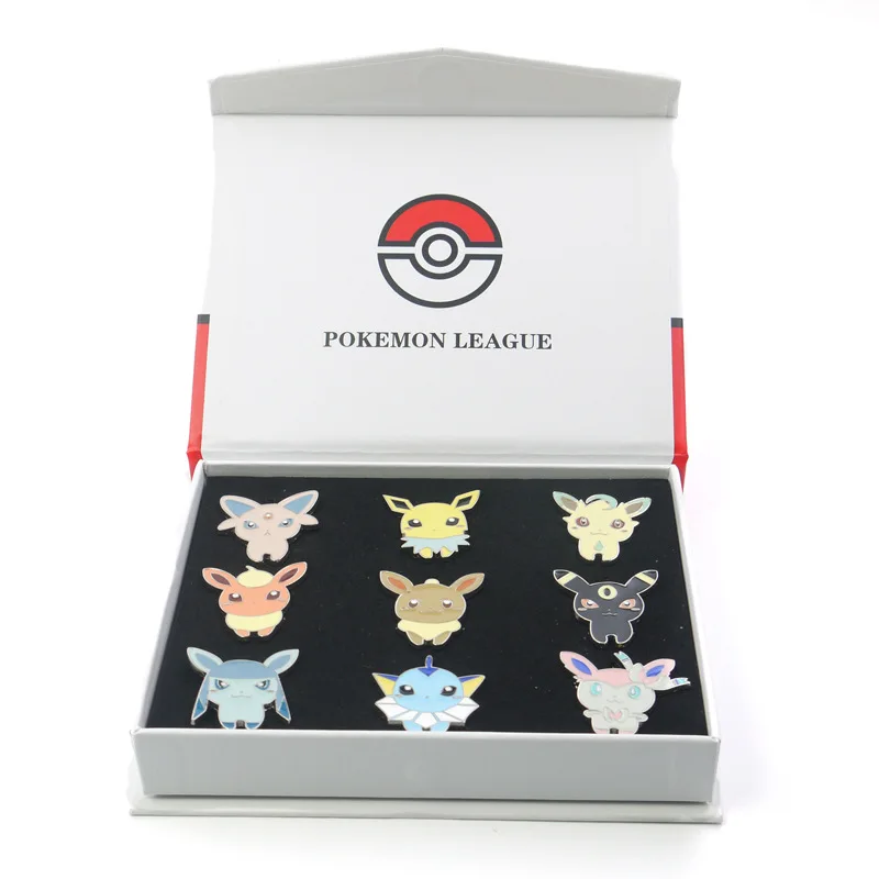 Anime Pokemon Eeveelution Pins Brooches Eevee Sylveon Umbreon Espeon Badges Box Collection Backpack Bag Decoration Toy Gift