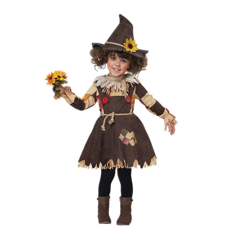 

Child Girl Scarecrow Cosplay Costume Halloween The Wizard of Kids Toddler Pumpkin Patch Girls Book Week Fantasia Fancy Dress