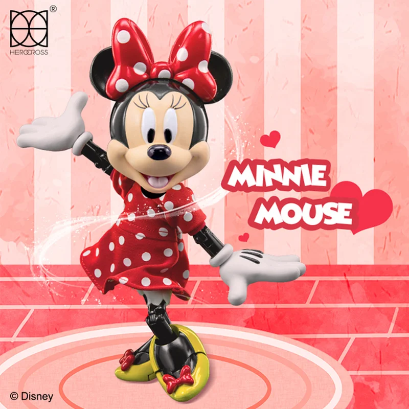 Herocross Authentic Disney Animation Classic Series Minnie Alloy Hands On Collection Trendy Gift Set Joint Mobility Toy Ornament