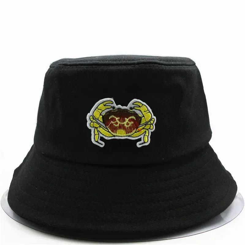 Four Seasons Cartoon Embroidery Cotton Bucket Hat Fisherman Hat Outdoor Travel Hat Sun Cap for Men and Women 104