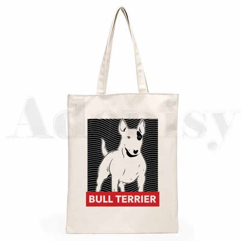 Bull Terrier Dog Pet Design Funny Graphic Hipster Cartoon Print Shopping Bags Girls Fashion Casual Pacakge Hand Bag