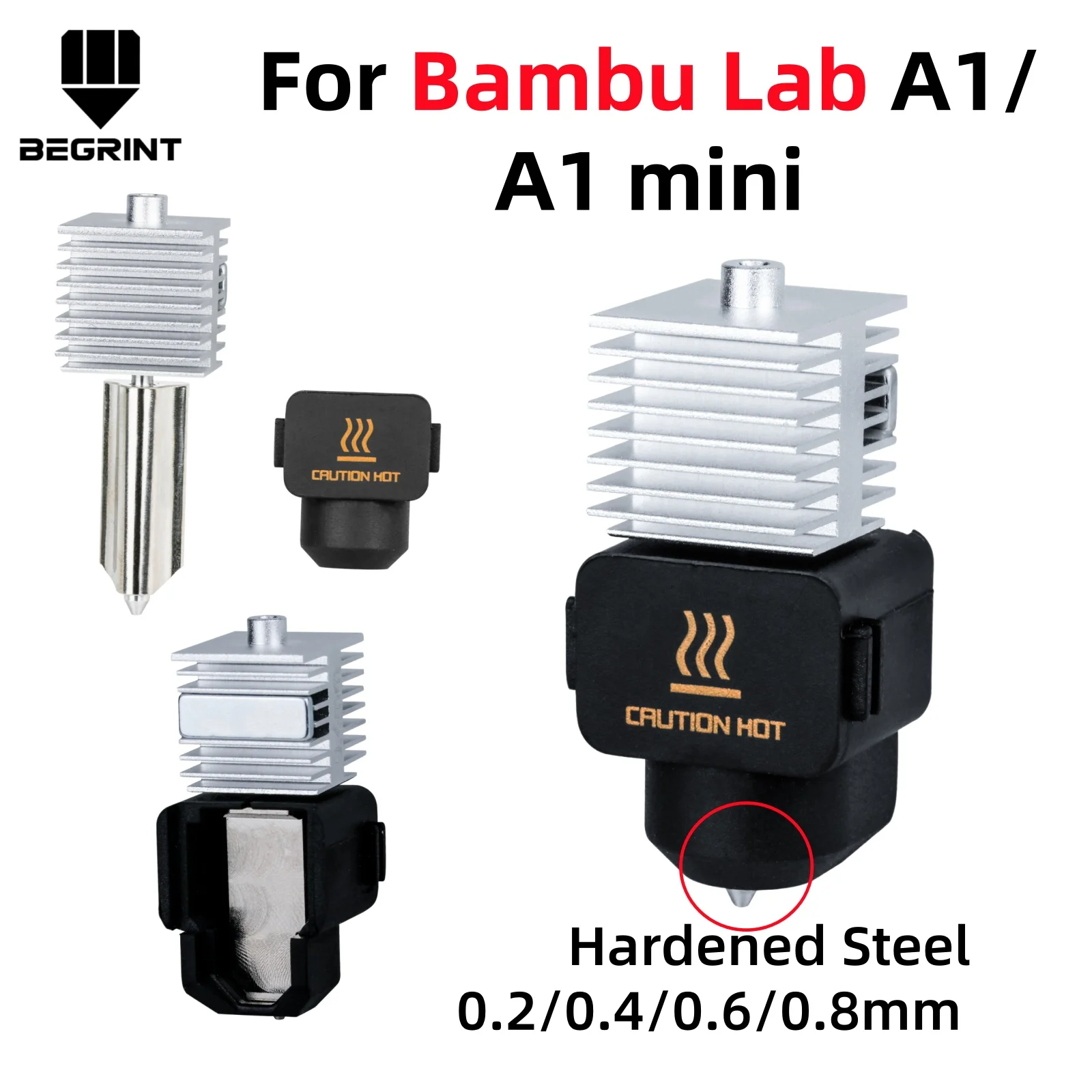

Hardened Stainless Steel Hotend for Bambu Lab A1/A1 Mini, High-Temp High-Speed Precision 3D Printer Parts with Silicone Socks