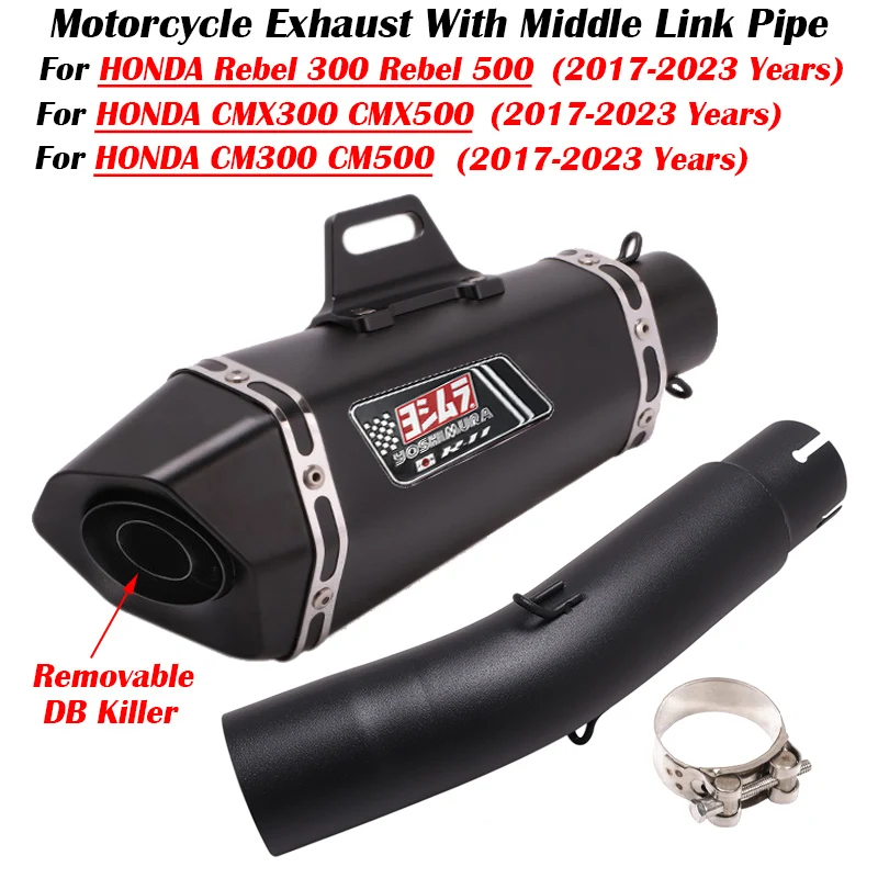 

For Honda Rebel 500 300 CM300 CM500 CMX500 2017 - 2023 Motorcycle Exhaust Escape Modified Muffler Middle Link Pipe DB Killer