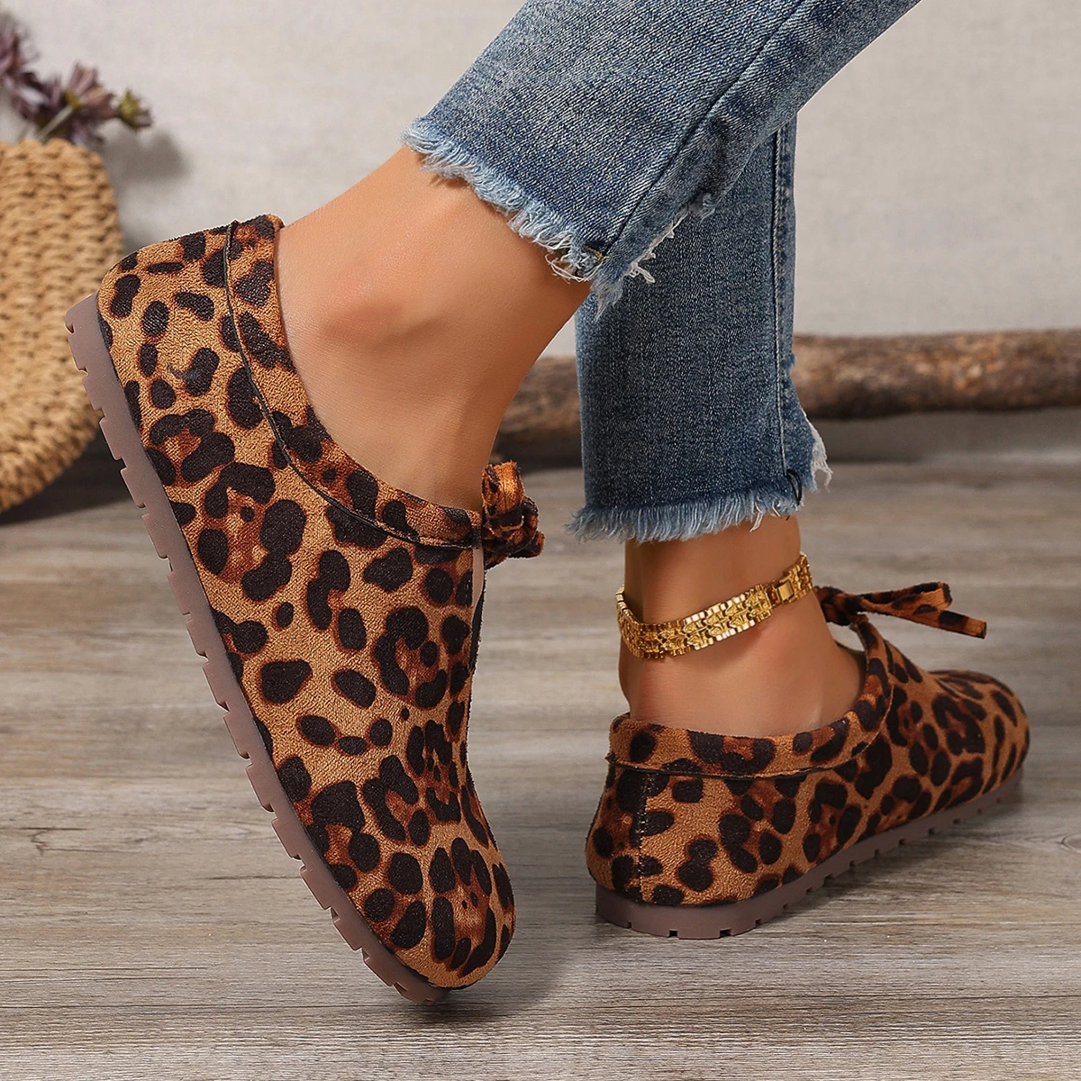 Frauen Wohnungen Frühling Herbst Mode Slipper bequeme elegante lässige Frauen Schuhe Leoparden muster verschleiß feste Einzels chuhe Frauen