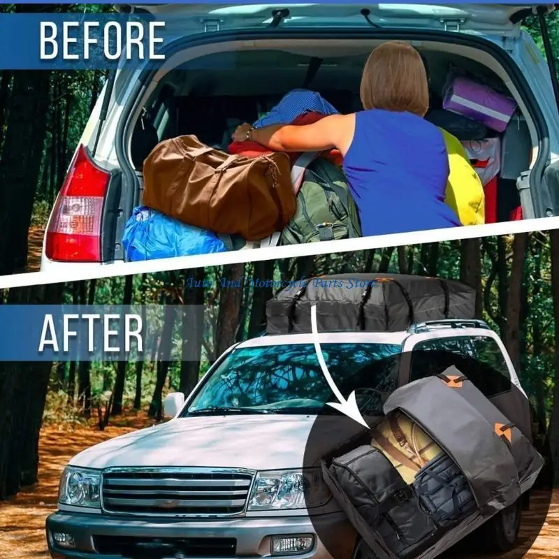 P9FD Allwetter-Dachträger-Fracht-Organizer-Tasche, einfach faltbar, für verschiedene Camping-Autos – Detail 9