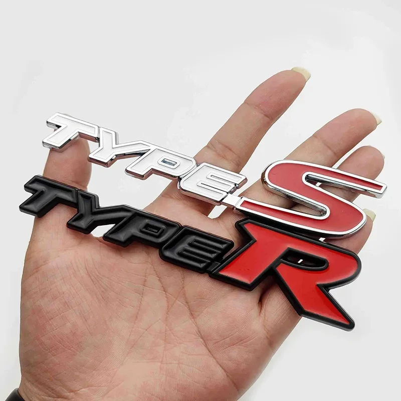 3D Metal Type-S Type-R Car Rear Trunk Emblem Badge Sticker For TYPE R Car Styling Accessories