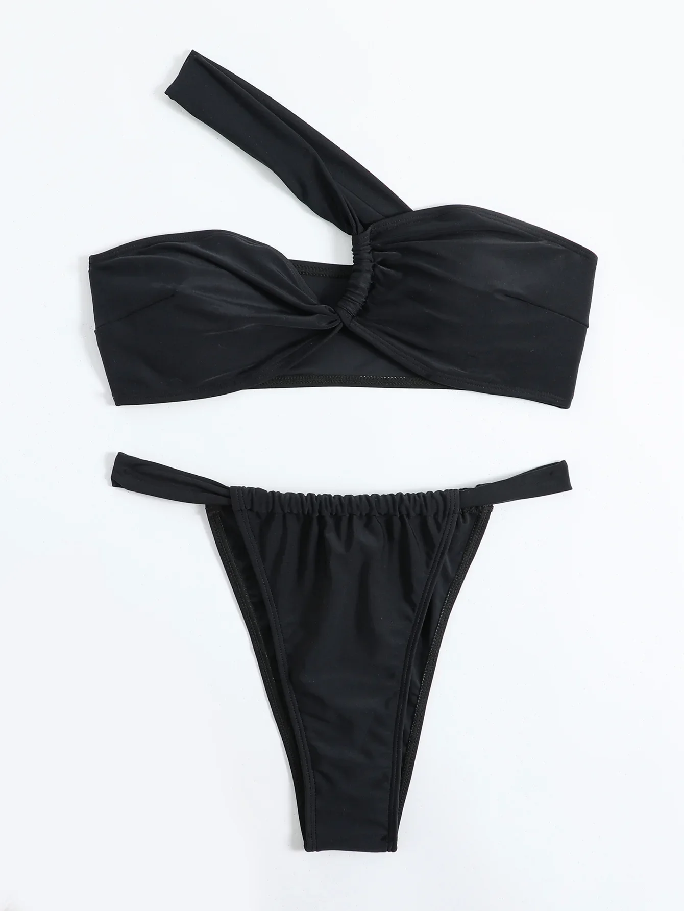 Cikini-Maillot de bain fendu pour femme, bikini à initiation unique, initié incliné, ensemble de bikinis à document solide, maillot de bain de plage d'été, bain trempé pour femme