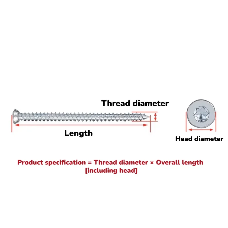 8.8 Grade Carbon Steel Torx Socket Head T30 Screw Bits Concrete Cement Door 7.5mm Self-cutting Self Tapping Screws
