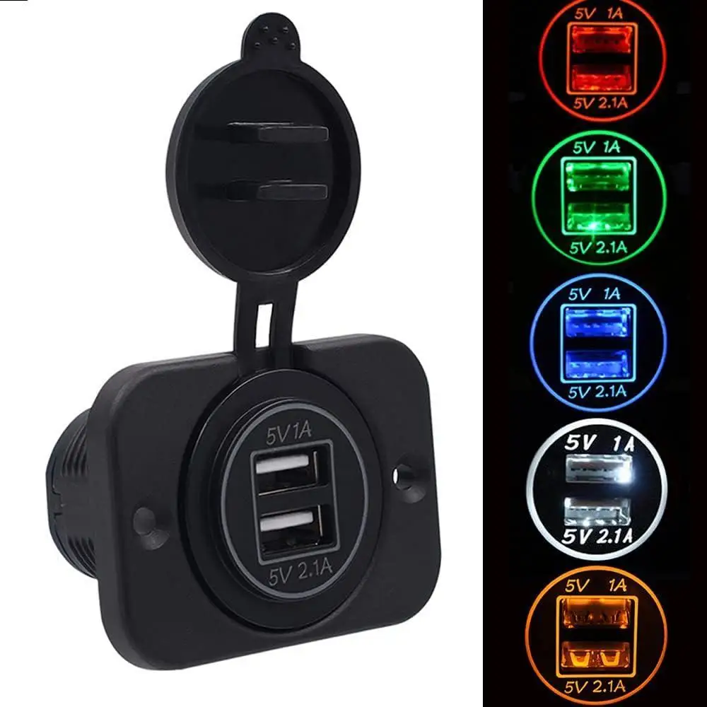 5V/3.1A chargeur de voiture 12V-24V étanche double voiture LED voltmètre chargeur prise adaptateur sortie voiture bateau moto voiture camion
