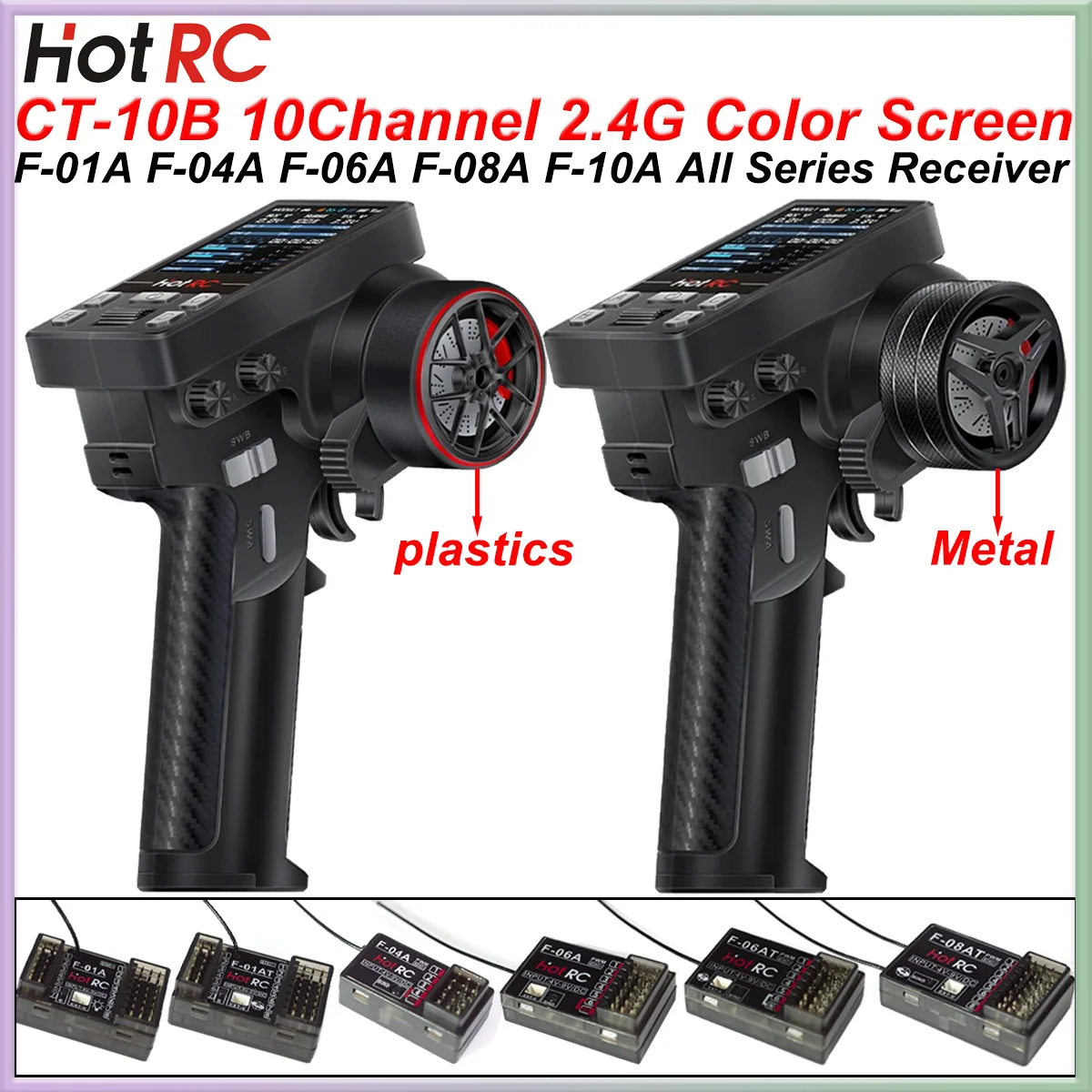 

HotRC CT-10B 10-канальный 2,4G передатчик с цветным экраном 10-канальный пульт дистанционного управления F-10A F-01A 4/6/8/10CH гироскопический приемник для радиоуправляемой автомобильной лодки