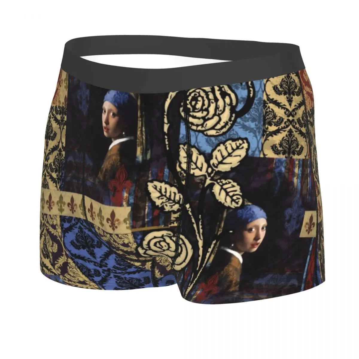 Custom Roughly Royal Johannes Vermeer Fleur De Lis Boxer Shorts Men Male Soft Girl with a Pearl Earring Underwear Panties Briefs