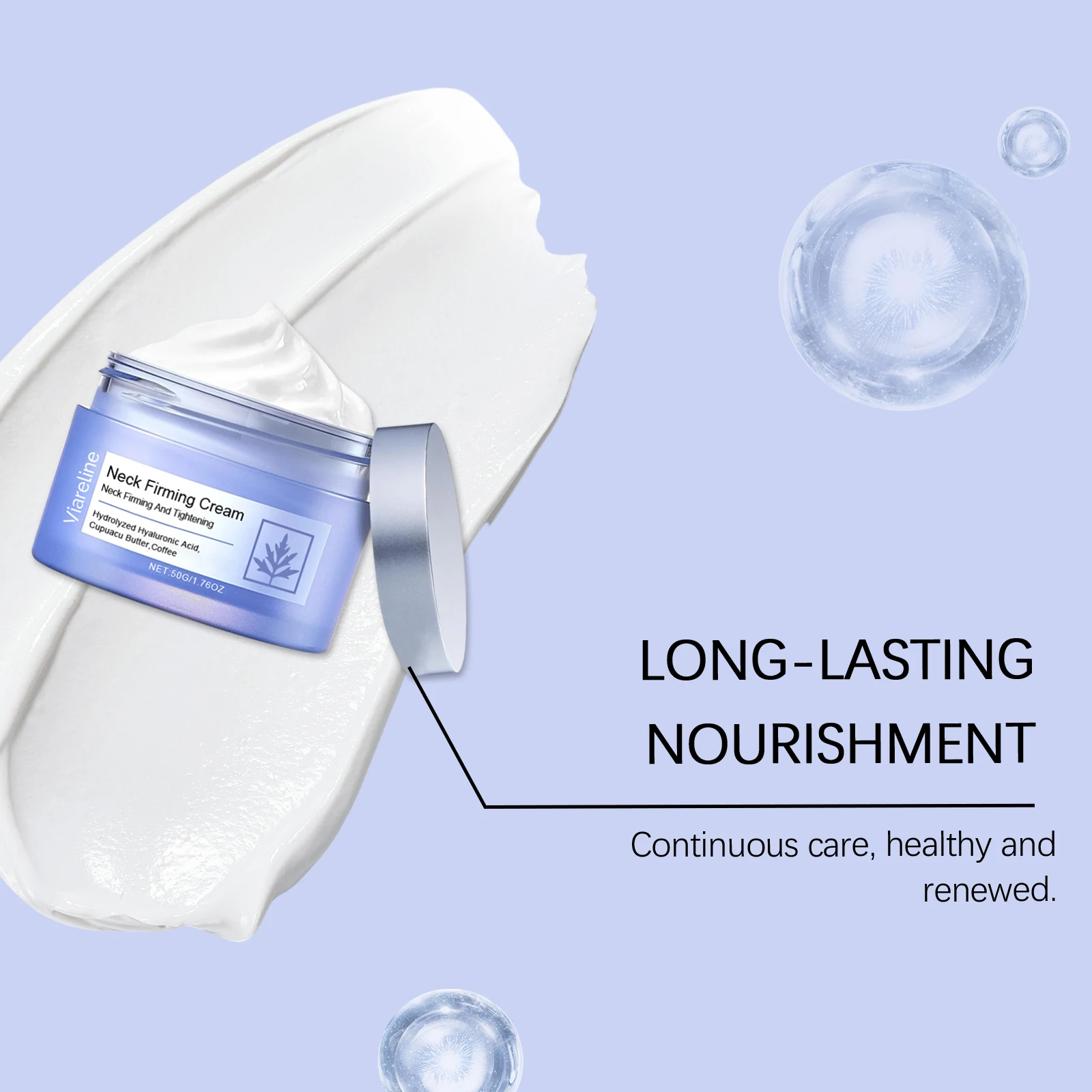 Viareline تشديد رفع الرقبة كريم تفتيح الخطوط الدقيقة الرقبة تجديد إزالة الذقن المزدوجة سطع السلس مرطب الرقبة كريم #5