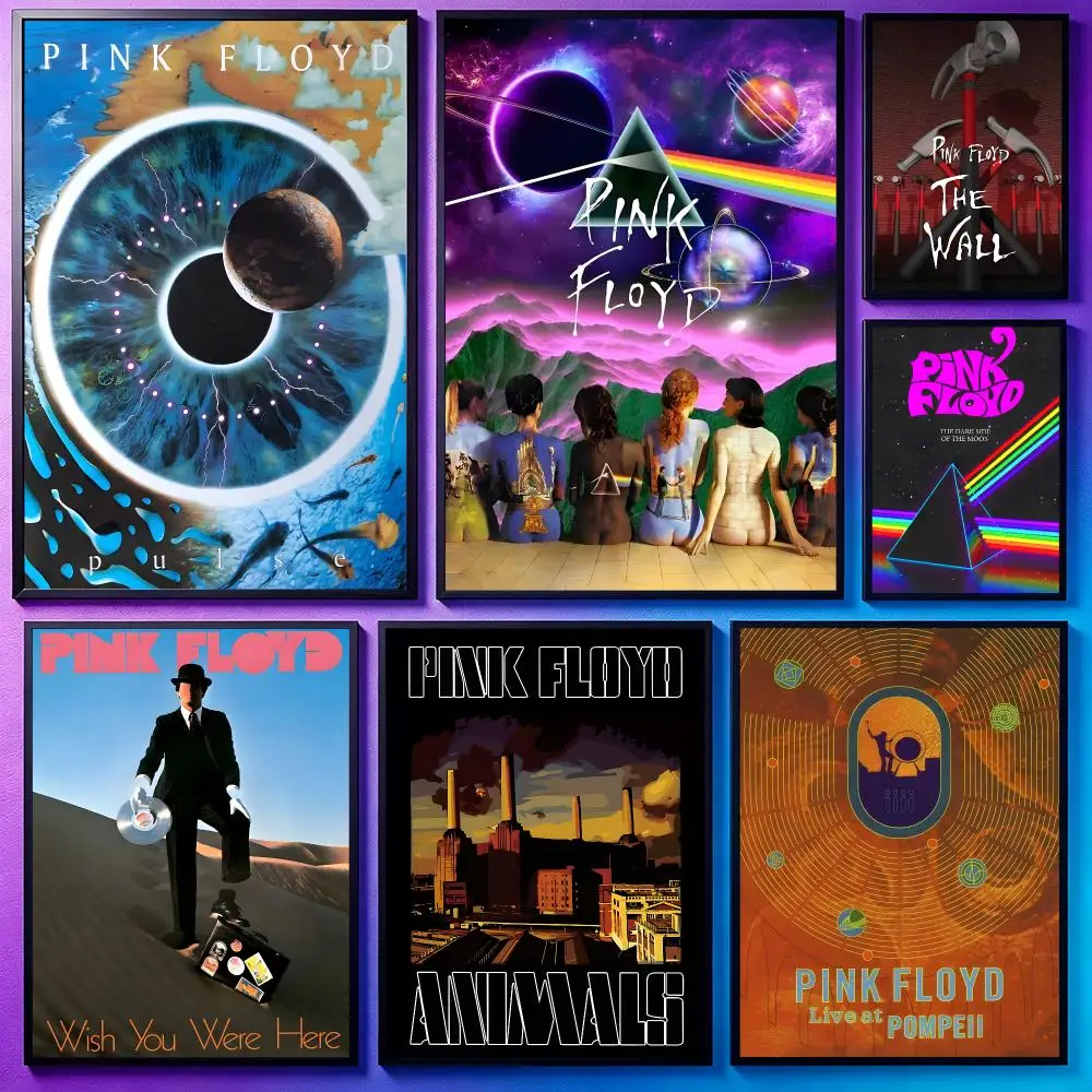Band Pink FloydS Poster Poster Sci Fi Cyberpunk HD Self Adhesive Wall Print Futuristic Home Game Room Decor Gift
