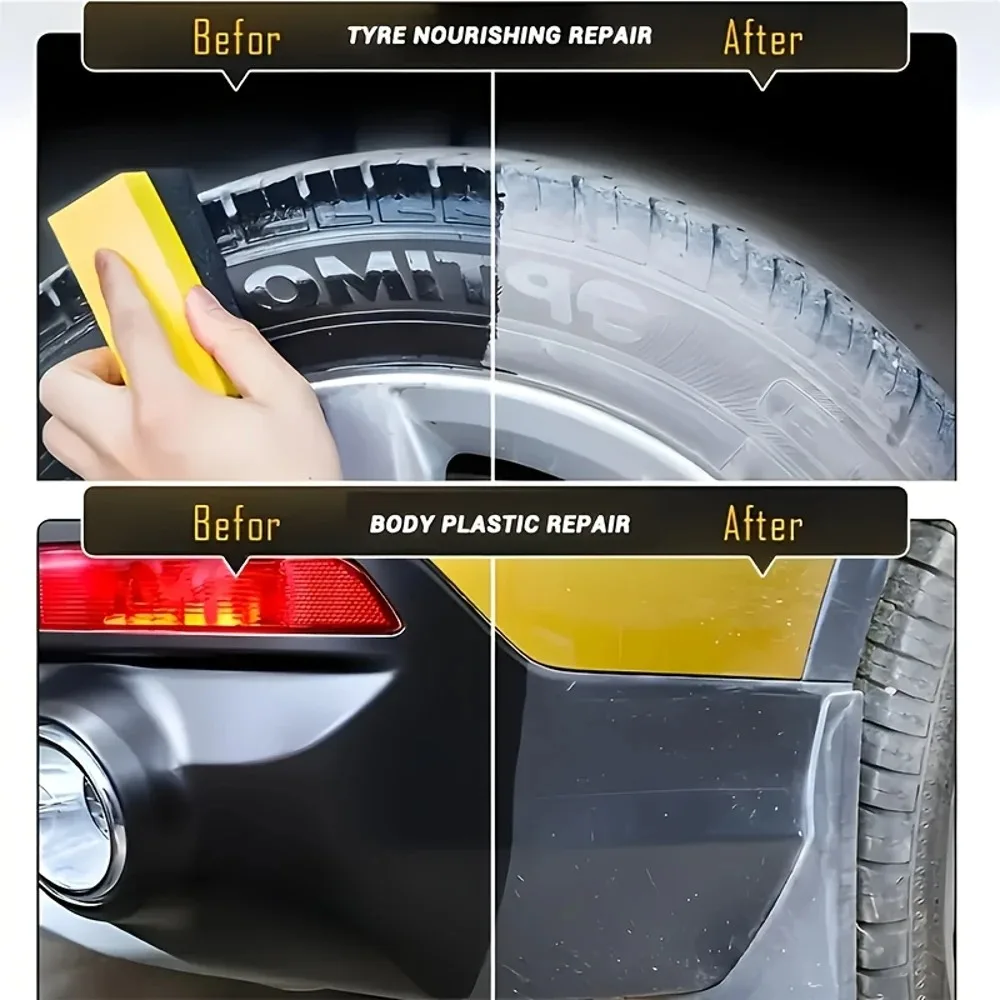 KJM Multi-Purpose Tire Wax Polishing Paste - Perlindungan Mengkilap dan Anti-Pudar Tahan Lama, Cocok untuk Interior Mobil, Pelapis Mobil