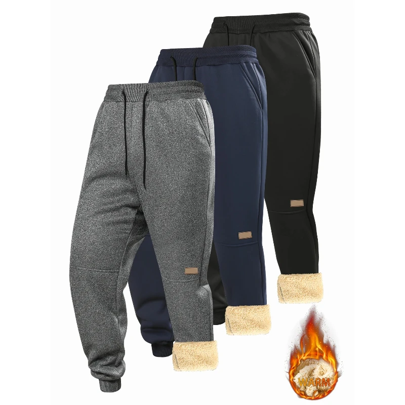 Men's Warm Lamb Wool Sports Sweatpants Autumn and Winter Thickened Fleece Pants for Men Outerwear Casual Joggers Trousers Male