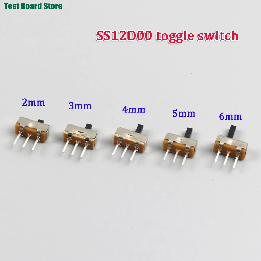 

SS12D00 Interruptor on-off mini Slide Switch 3pin 1P2T 2 Position High quality toggle switch Handle length:2MM/3MM/4MM/5MM/6MM
