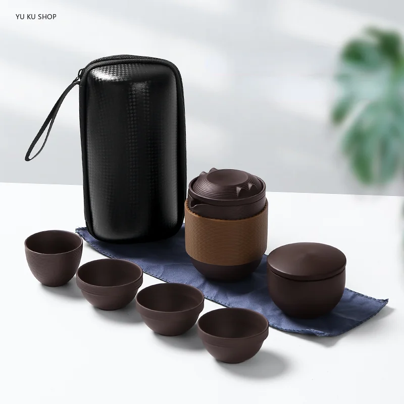 

Zisha Travel Tea Set Porcelain Portable Tea Infuser Outdoor Camping Travel Teapot Teacup Home Cute Pot Cup Tea Canister Set Gift