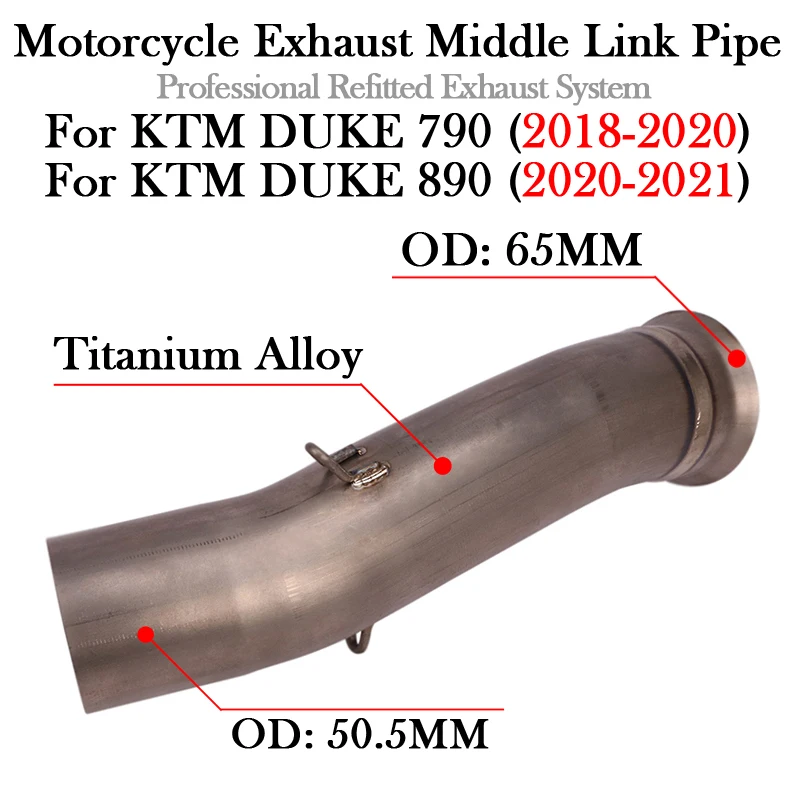 

Titanium Alloy Motorcycle Exhaust Escape Moto Modify Muffler Middle Link Pipe For KTM DUKE 790 890 DUKE790 DUKE890 2018 - 2021