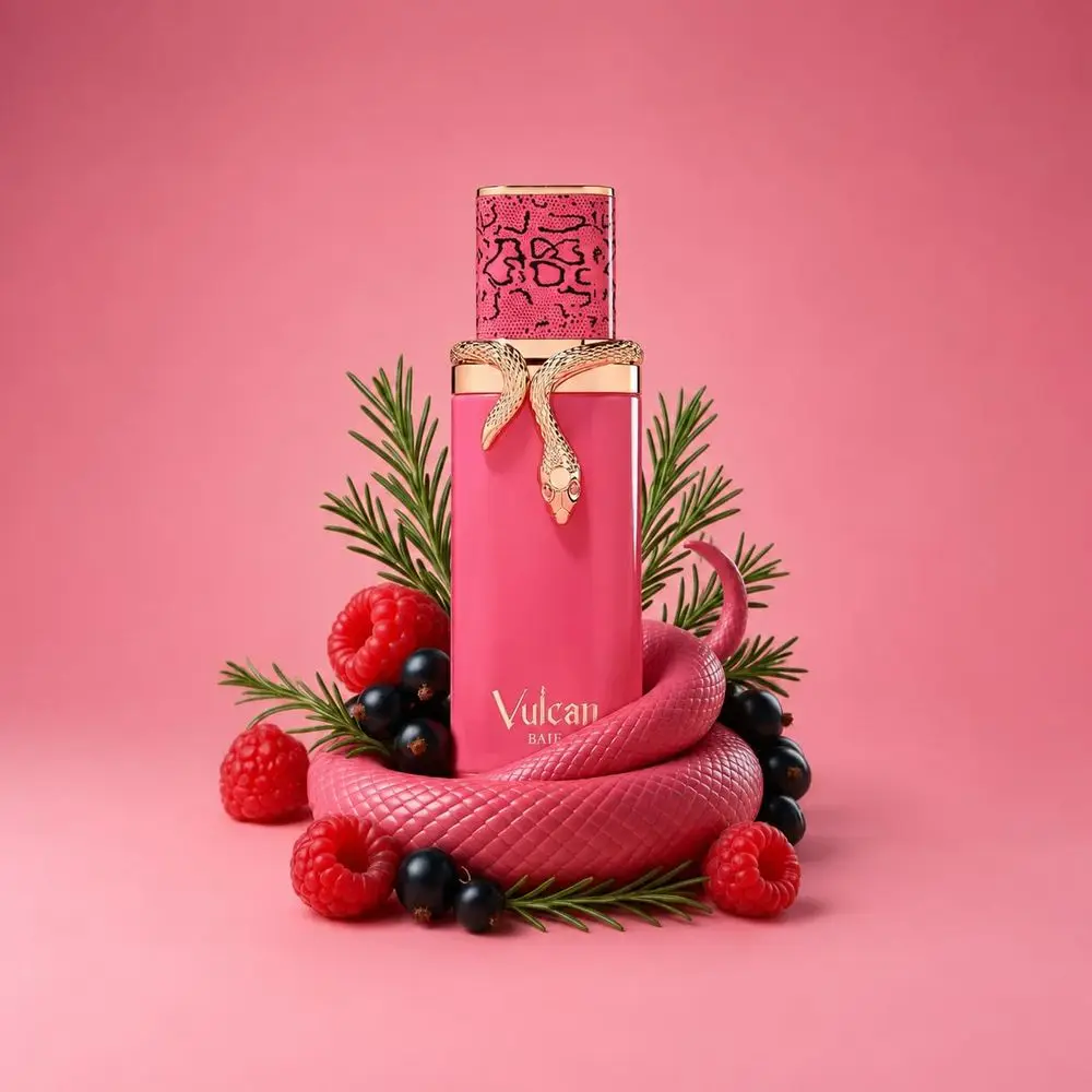 

French Avenue Vulcan Baie Unisex Eau de Parfum 100ml 3.4oz Fruity Berry Woody Perfume Gold Snake Pink Bottle Long Lasting Arabian Fragrance Gift for Women Men