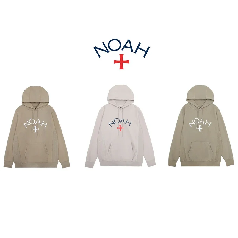 NOAH Arrival Cross Series Embroidery Coat Cotton Plush Keep Warm Hoodie Men Women Oversize Hooded Casual Zipper Long Sleeve New